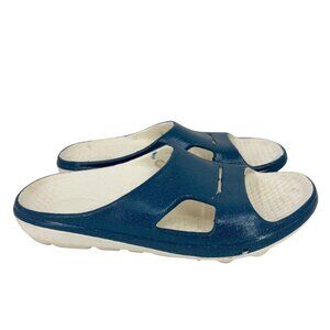 Spenco Fusion 2 Pearlized Slide Sandals Womens Size 8 Blue White Slip On Comfort